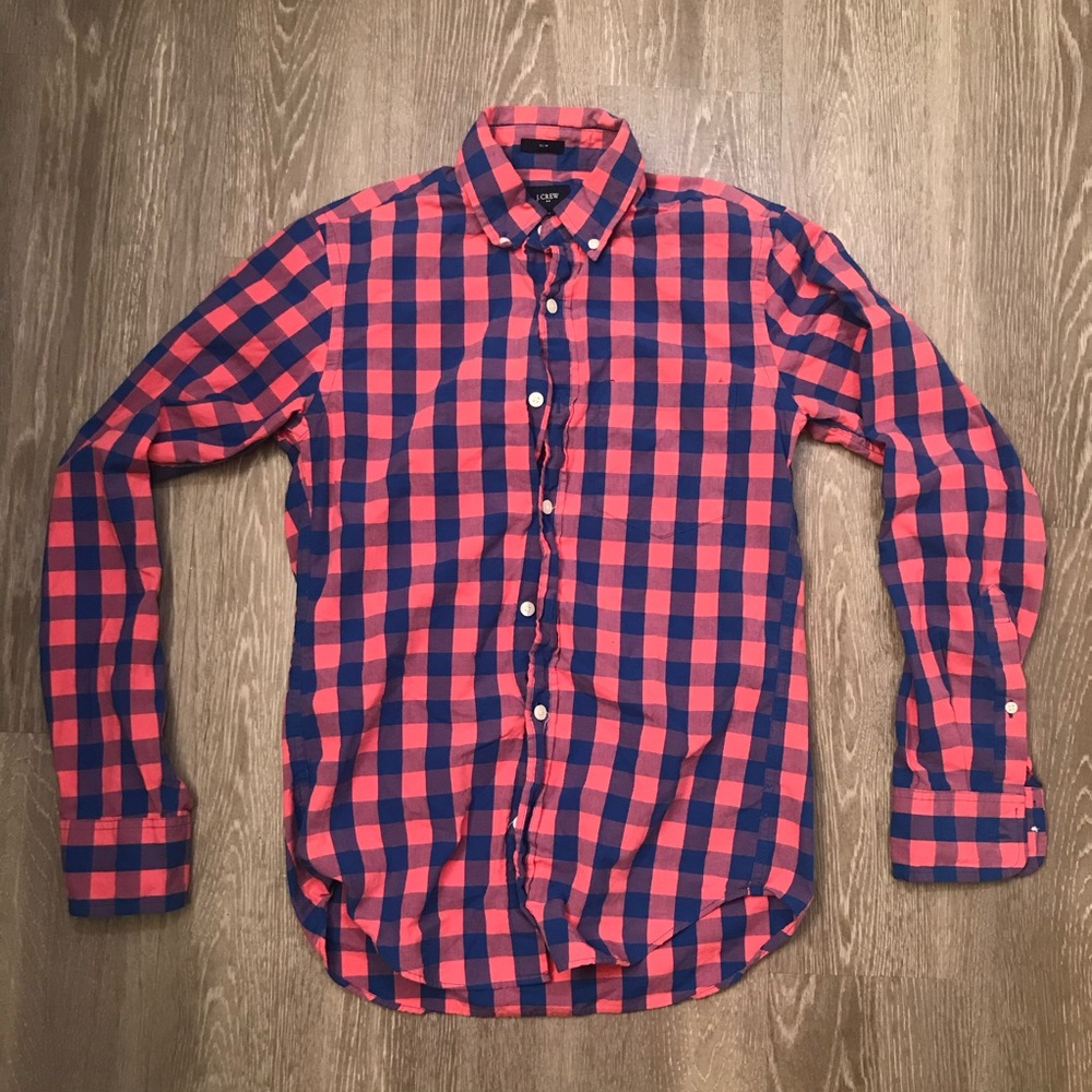 J. Crew Long Sleeve Slim Fit Plaid Flannel Button Down‎ Shirt Men’s Size XS